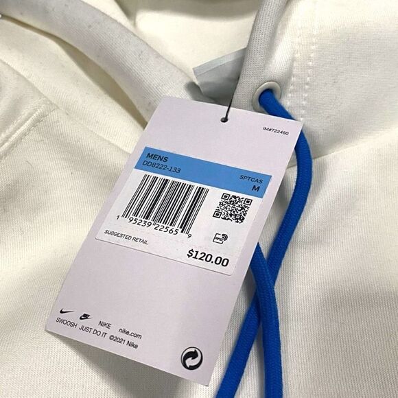 Nike Sportswear Big Swoosh Tech Fleece Pullover Hoodie White DD8222-133 size M - Picture 8 of 9